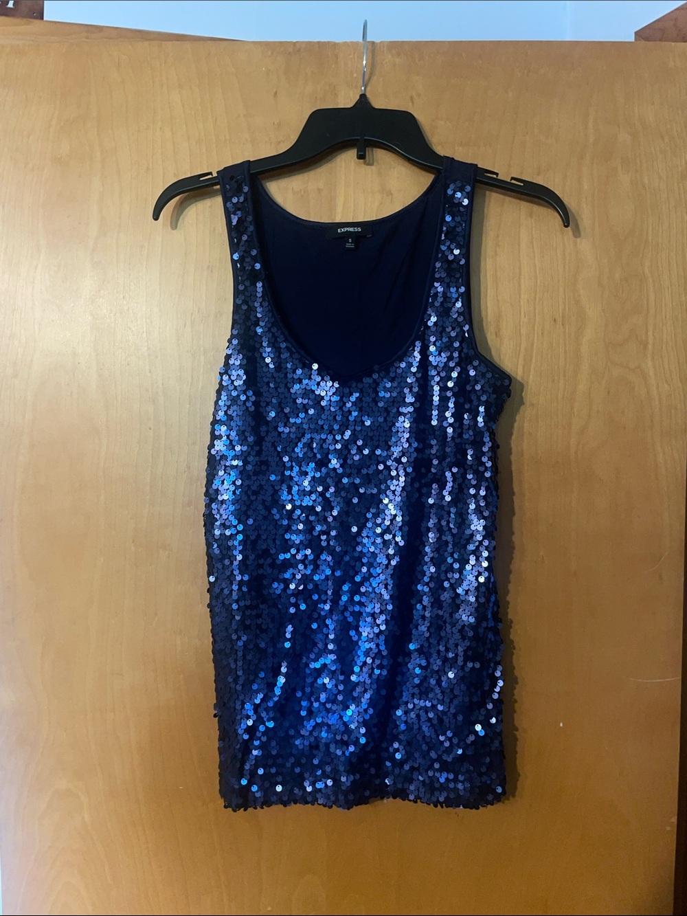Express navy blue sequin tank top size small